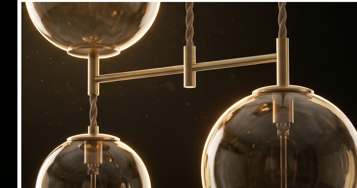 Detail of the brass crossbar and cloth-cord joinery.
