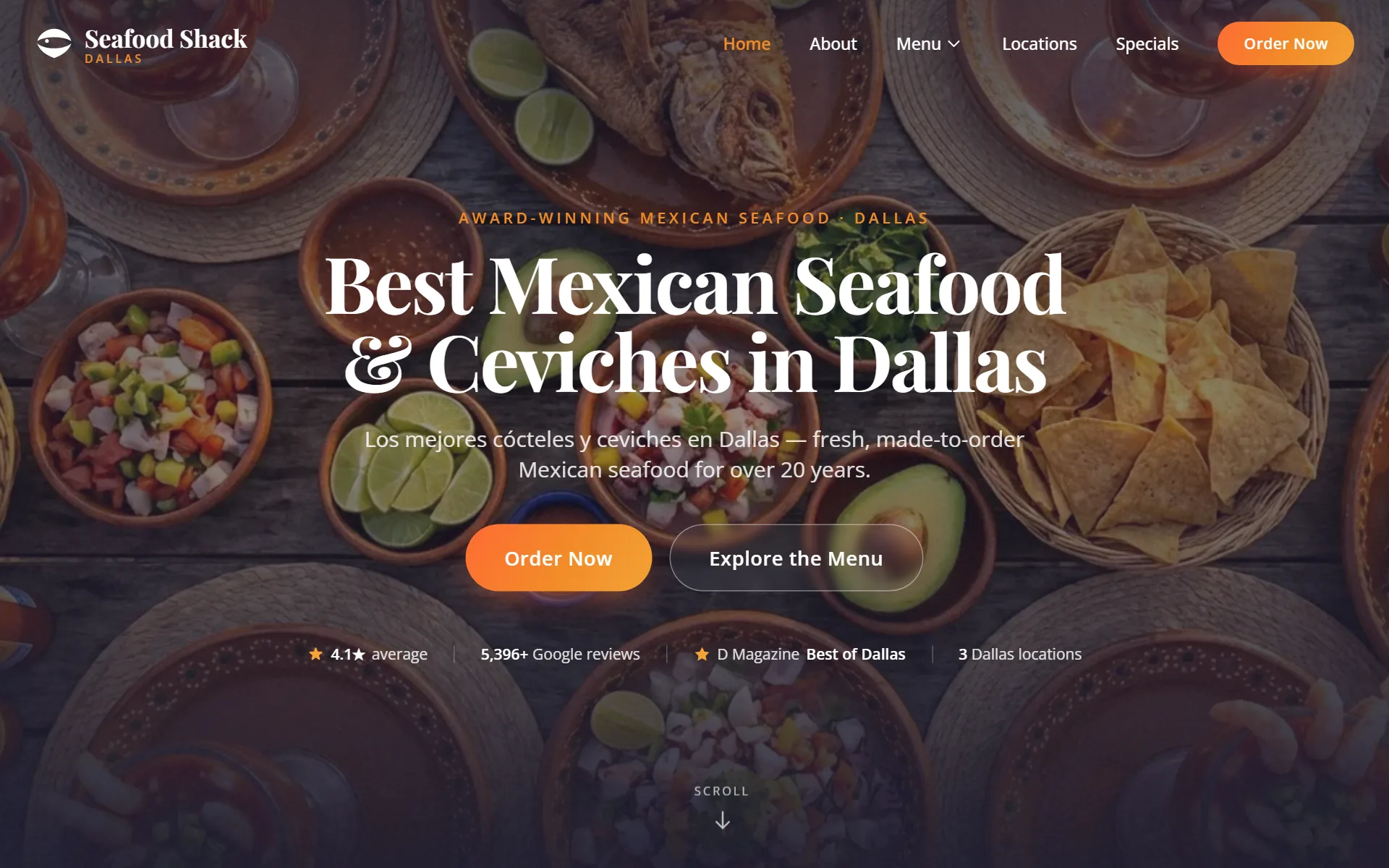 Restaurant Site — Seafood Shack Dallas website